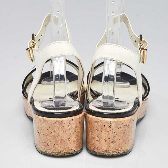 Fendi White/Black Patent Leather Platform Ankle Wrap Sandals Size 8/38.5 - Picture 5 of 5